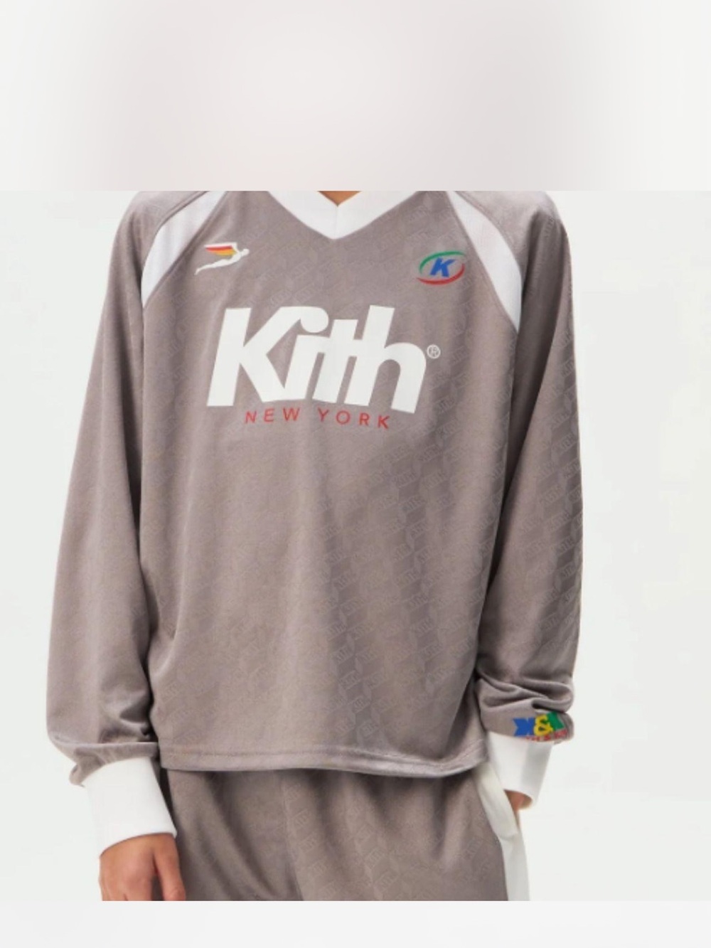 Kith Taupe Logo Raglan Pullover with White Accents